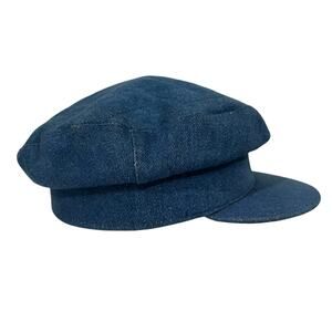 VINTAGE 1990s Y2K HAT CAP WOMENS DENIM JEAN CAPTAIN NEWSBOY CONTEMPO CASUALS